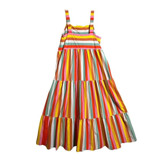 J. Crew Rainbow Stripe Tiered Maxi Dress Sz XL Dopamine Vacation Beach Comfort - Picture 16 of 16